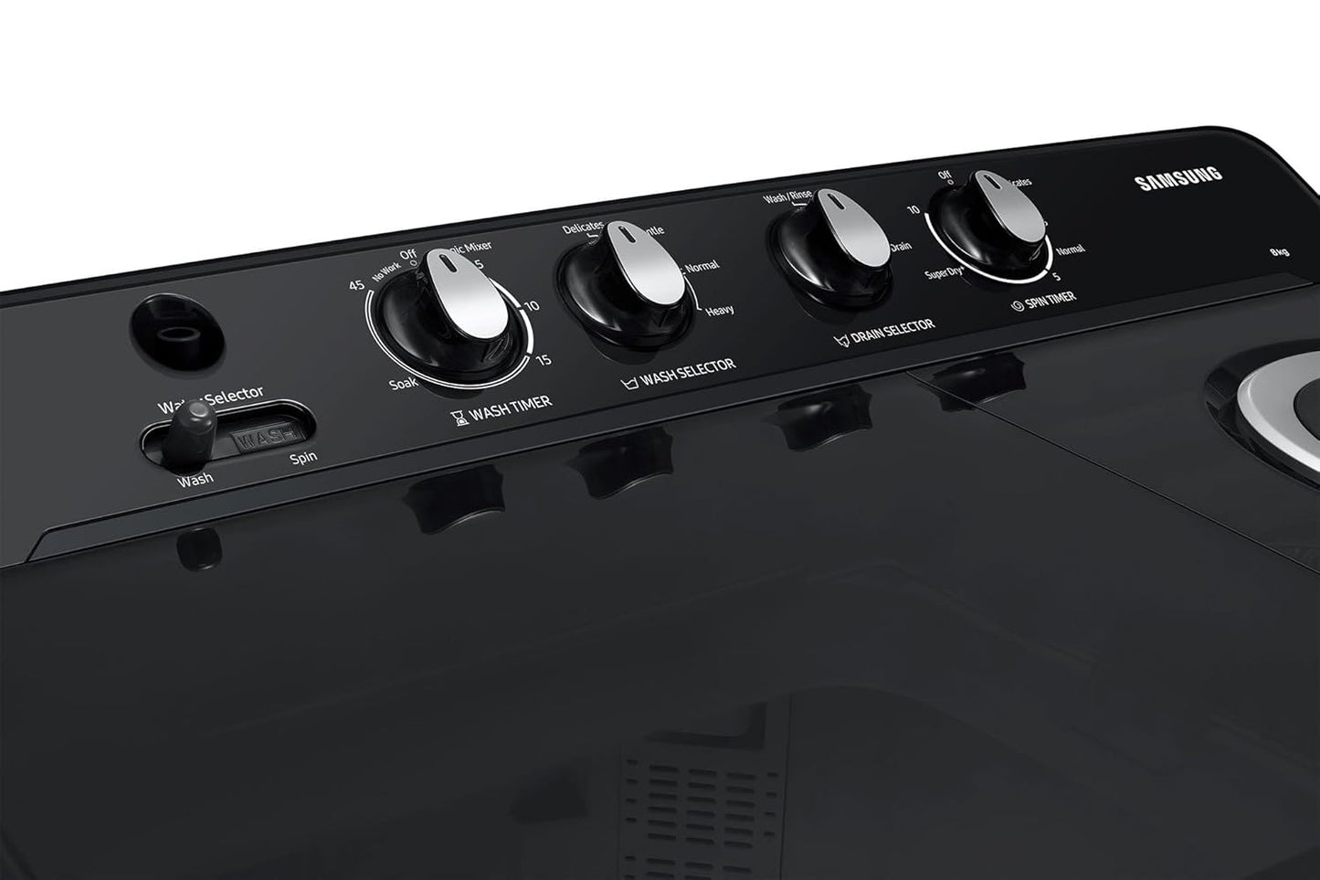 Samsung 8 kg, 5 star, Semi-Automatic Top Load Washing Machine (WT80C4200GG/TL, Air Turbo Drying, Light Gray, 5 Year Warranty on Wash Motor)