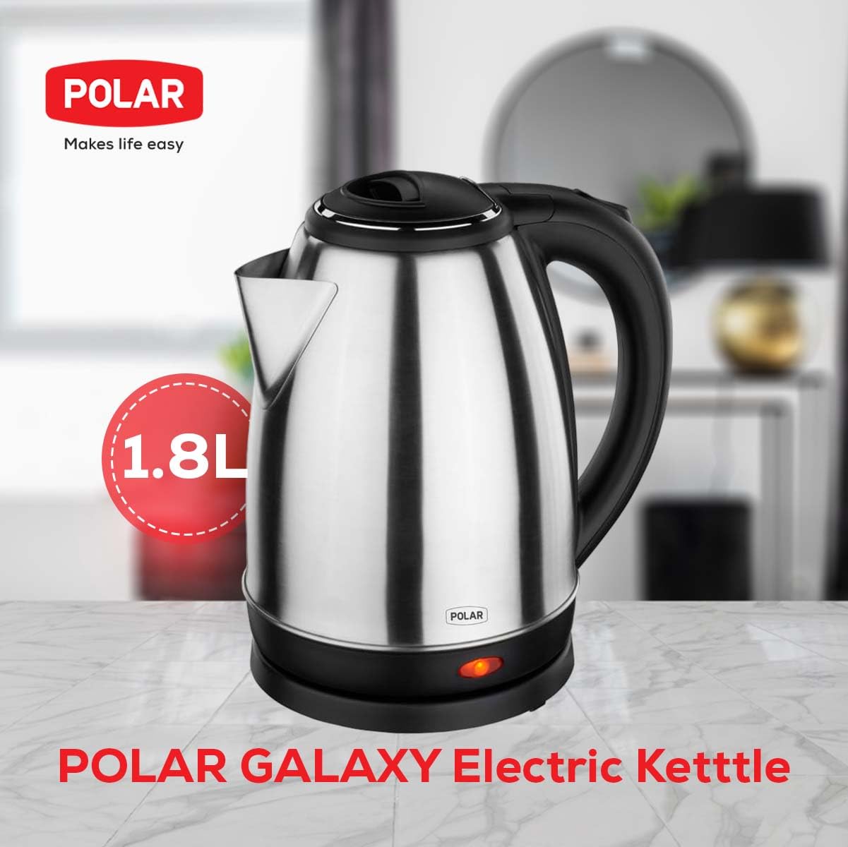 Polar Galaxy 1.8L SS Electric Kettle – Stainless Steel, 1500W