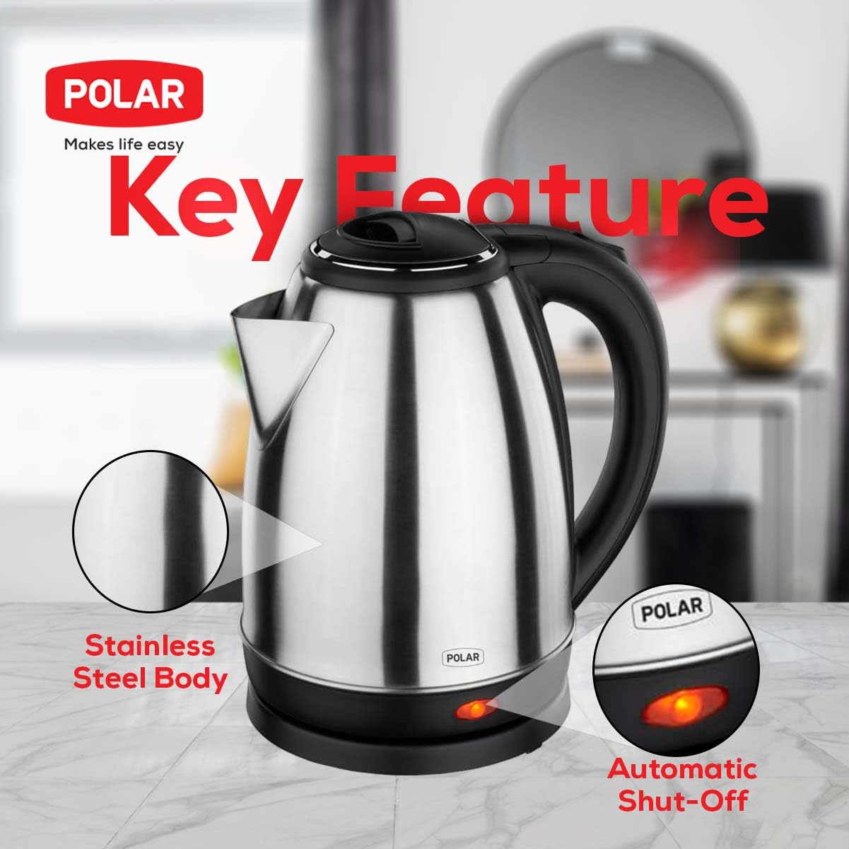 Polar Galaxy 1.8L SS Electric Kettle – Stainless Steel, 1500W