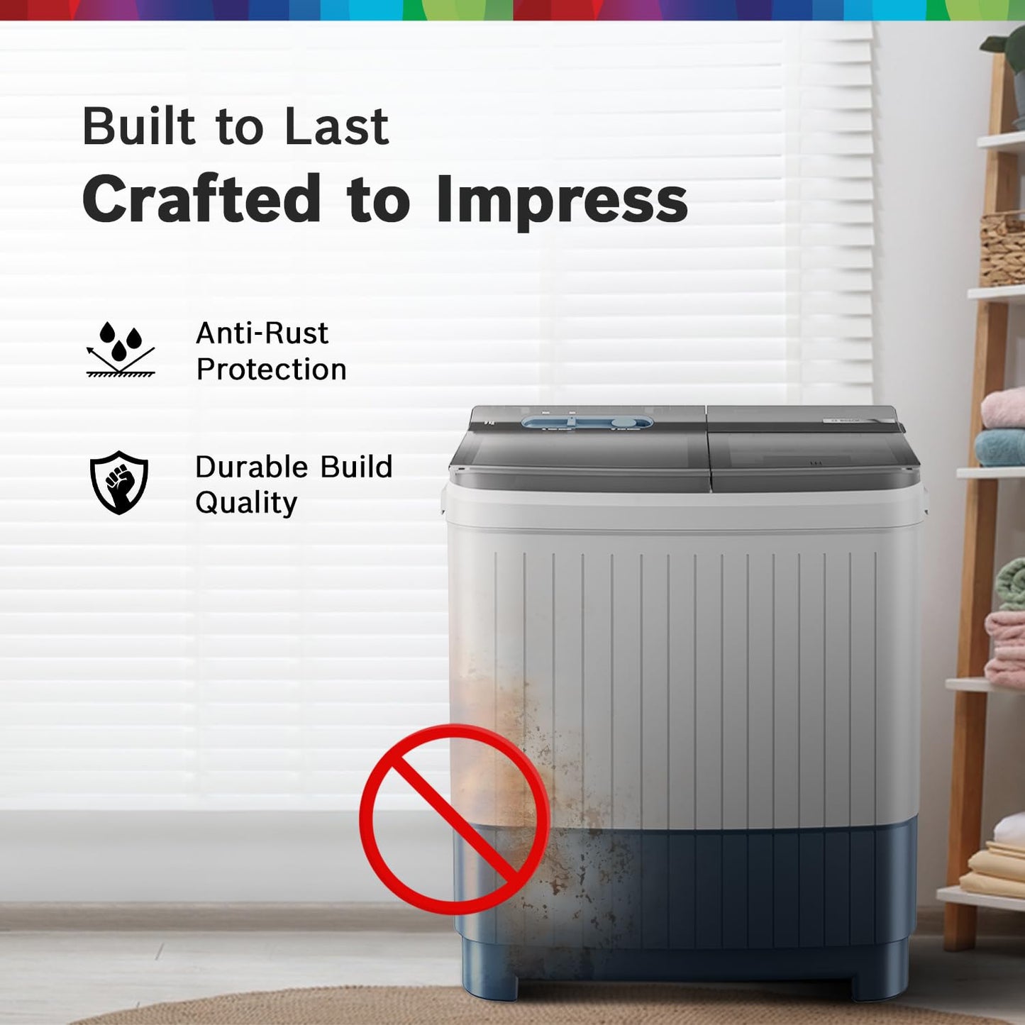 Bosch WJP904P0IN Series 4 – 9 kg 5 Star Semi-Automatic Top Load Washing Machine (Peacock Blue)