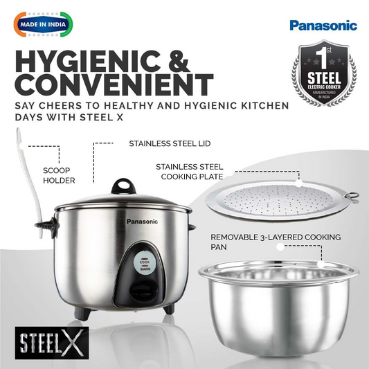 Panasonic SR-G18(SUS) Electric Rice Cooker – 1.8L, Stainless Steel
