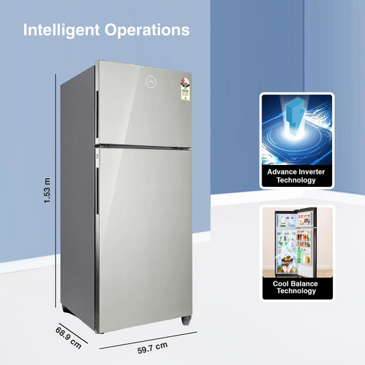 Godrej RT EONALPHA 250B RI ST GL (Steel Glow) – 234L Frost-Free Double Door Refrigerator
