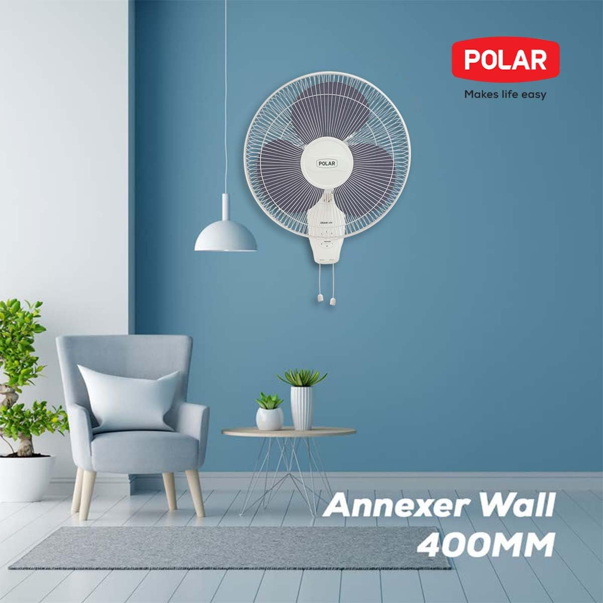 Polar Annexer MB 400mm Wall Fan – 3-Speed, 100% Copper Motor, Oscillating
