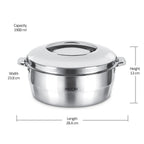 Milton Empress 2000 Stainless Steel Casserole – 1900 ml, Double-Walled Insulated Hot Pot