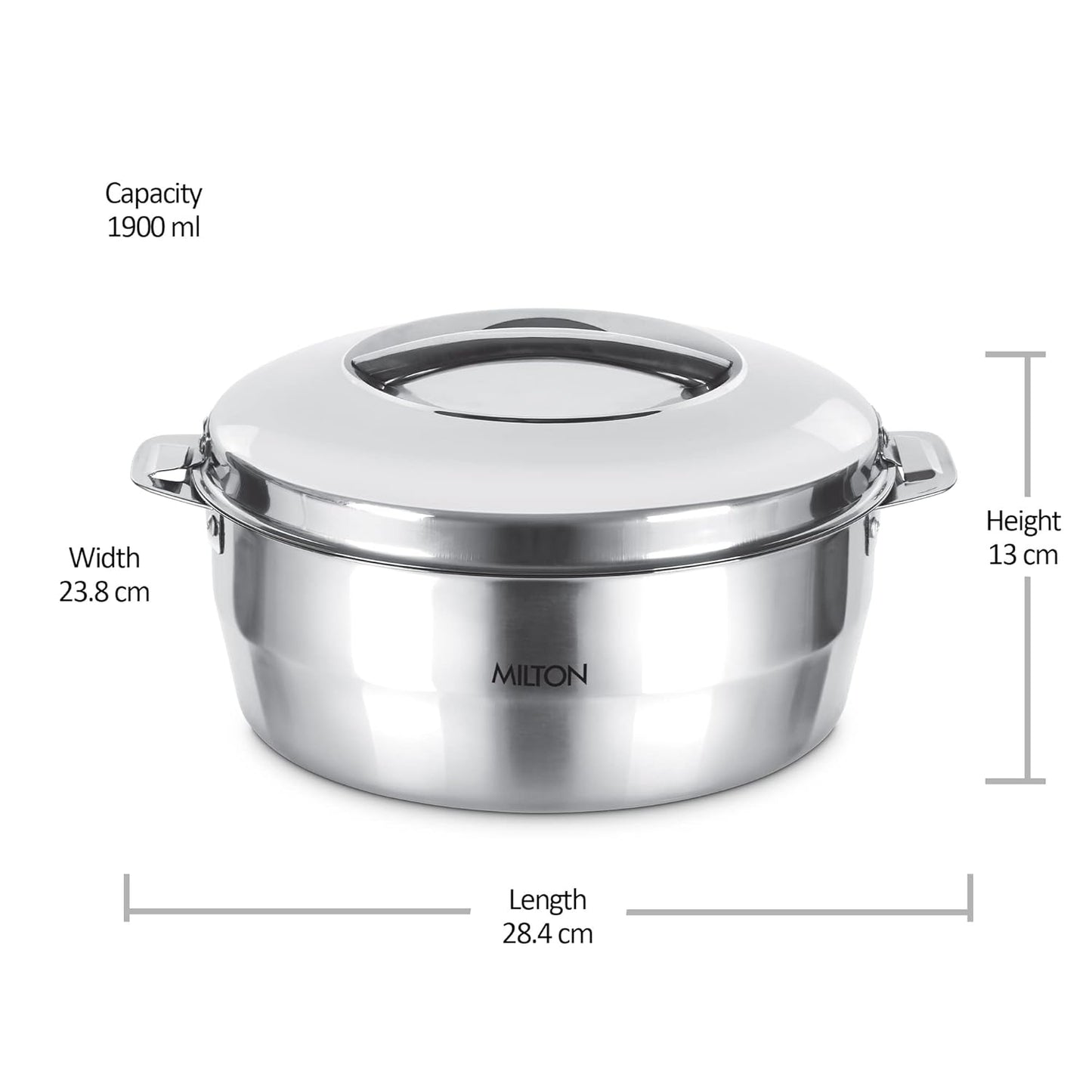 Milton Empress 2000 Stainless Steel Casserole – 1900 ml, Double-Walled Insulated Hot Pot