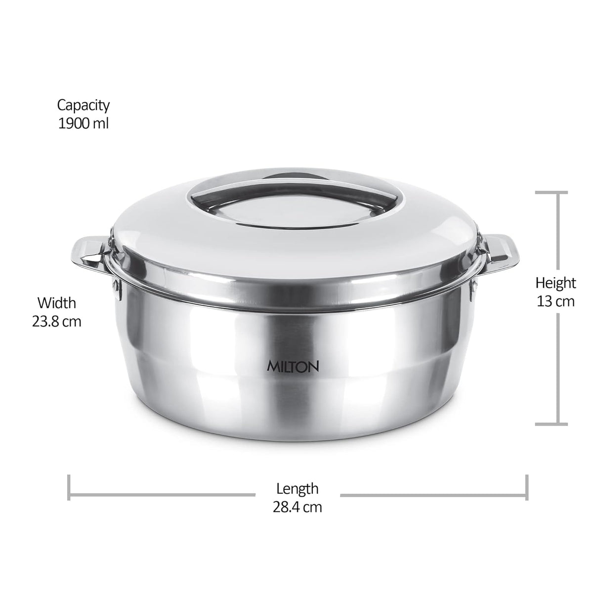 Milton Empress 2000 Stainless Steel Casserole – 1900 ml, Double-Walled Insulated Hot Pot