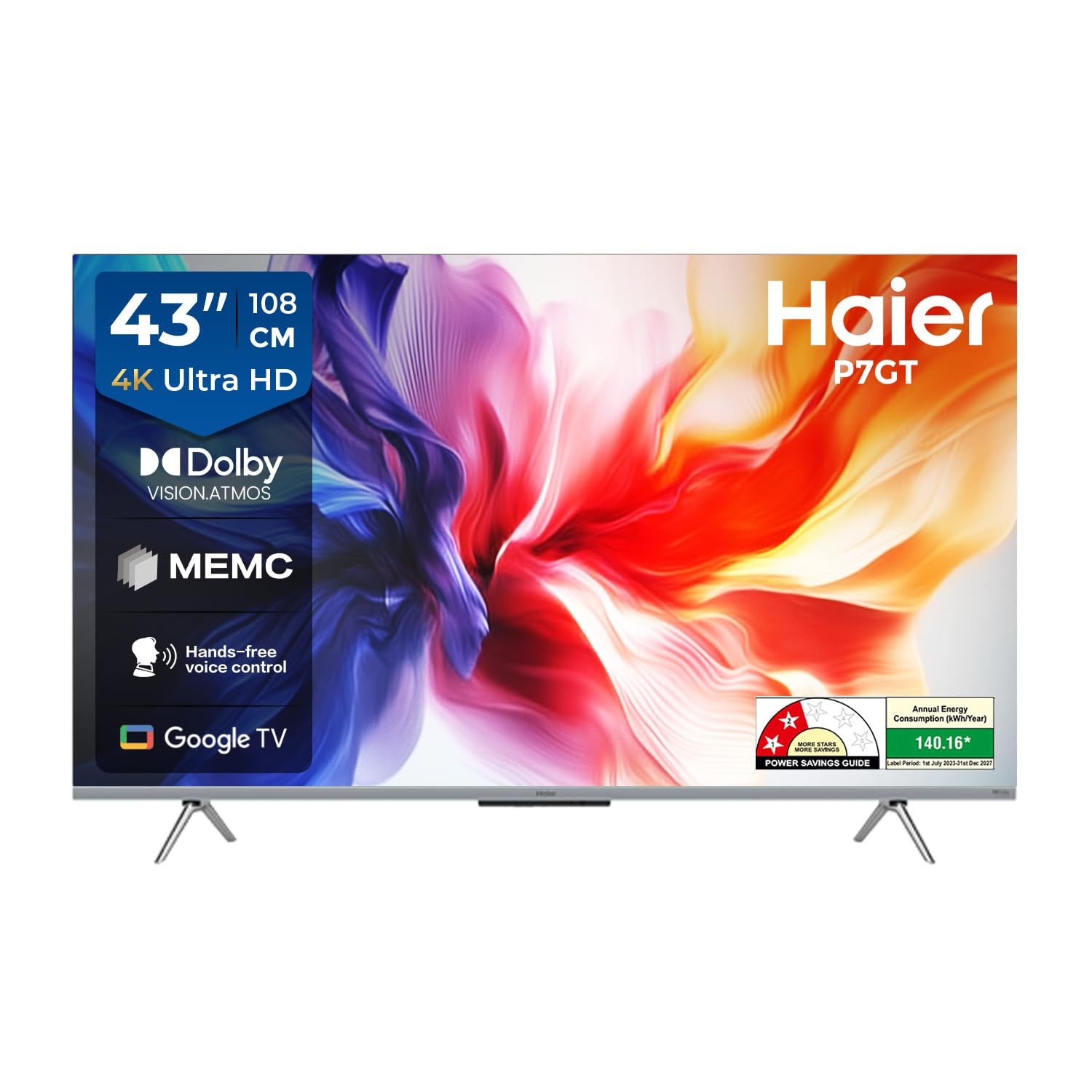 Haier 43 Inch 4K Ultra HD Smart Google TV 43P7GT-P with Dolby Vision & Dolby Atmos