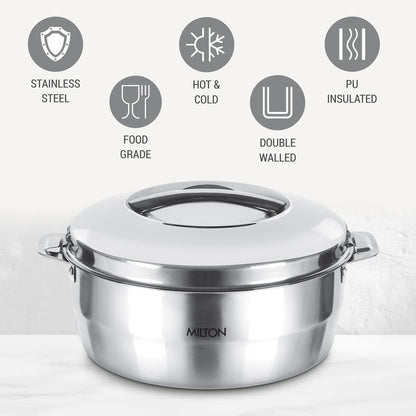 Milton Empress 2000 Stainless Steel Casserole – 1900 ml, Double-Walled Insulated Hot Pot