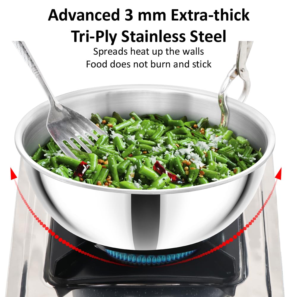 Hawkins Metro 1.5L Triply Stainless Steel Kadhai (Tasla)