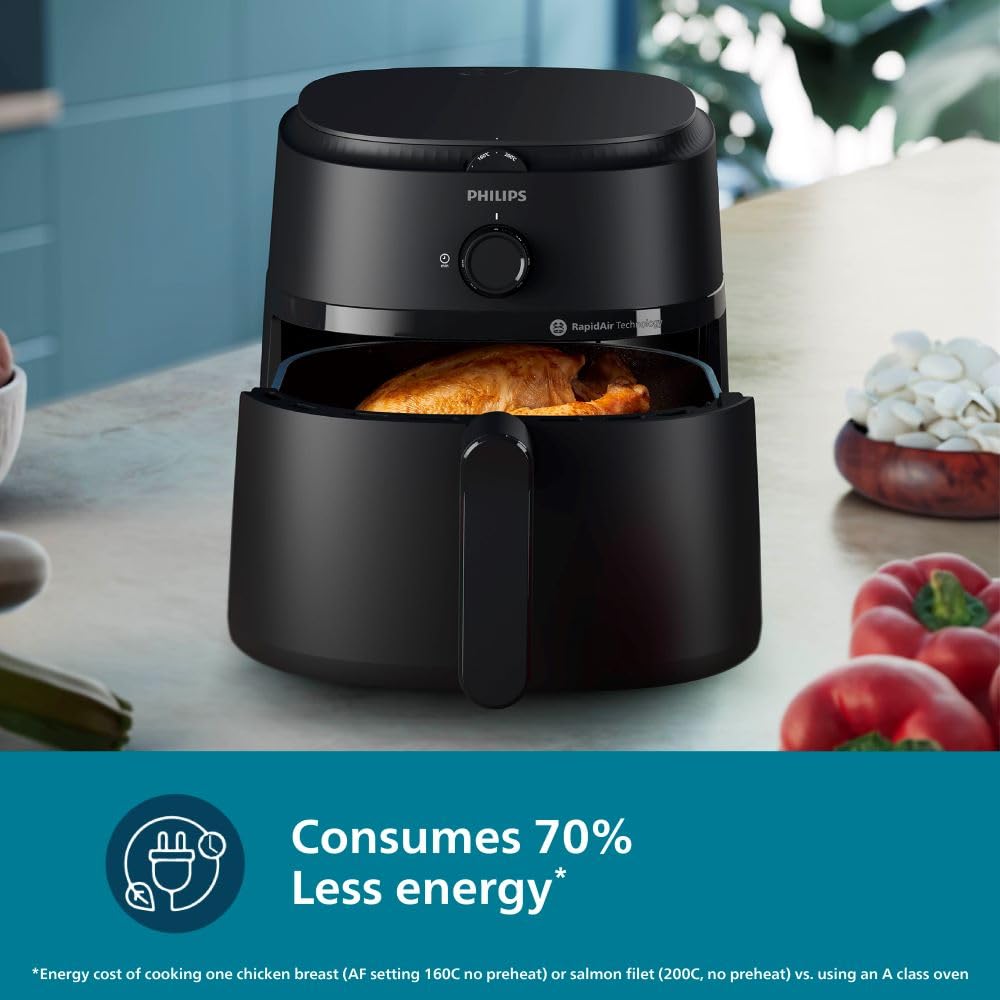 Philips Airfryer NA130/00 (1000 Series) – 6.2L, 1700W, Analog Controls – Black
