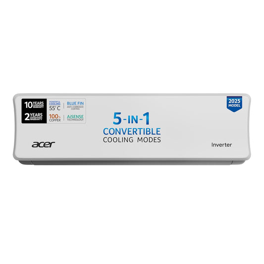Acer BAS112CAFC 1.5 Ton 3 Star Inverter Split AC with Turbo Mode, 4-Way Swing, Self-Cleaning & Copper Condenser (2024 Model, White)
