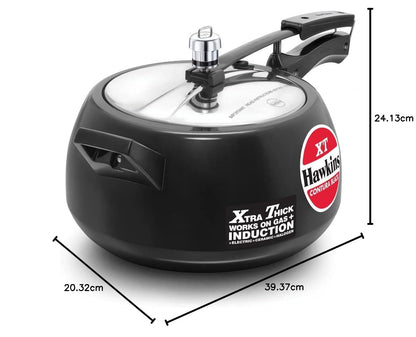 Hawkins Contura Black XT 5L Pressure Cooker – Hard Anodized, Induction-Compatible, Inner Lid Design