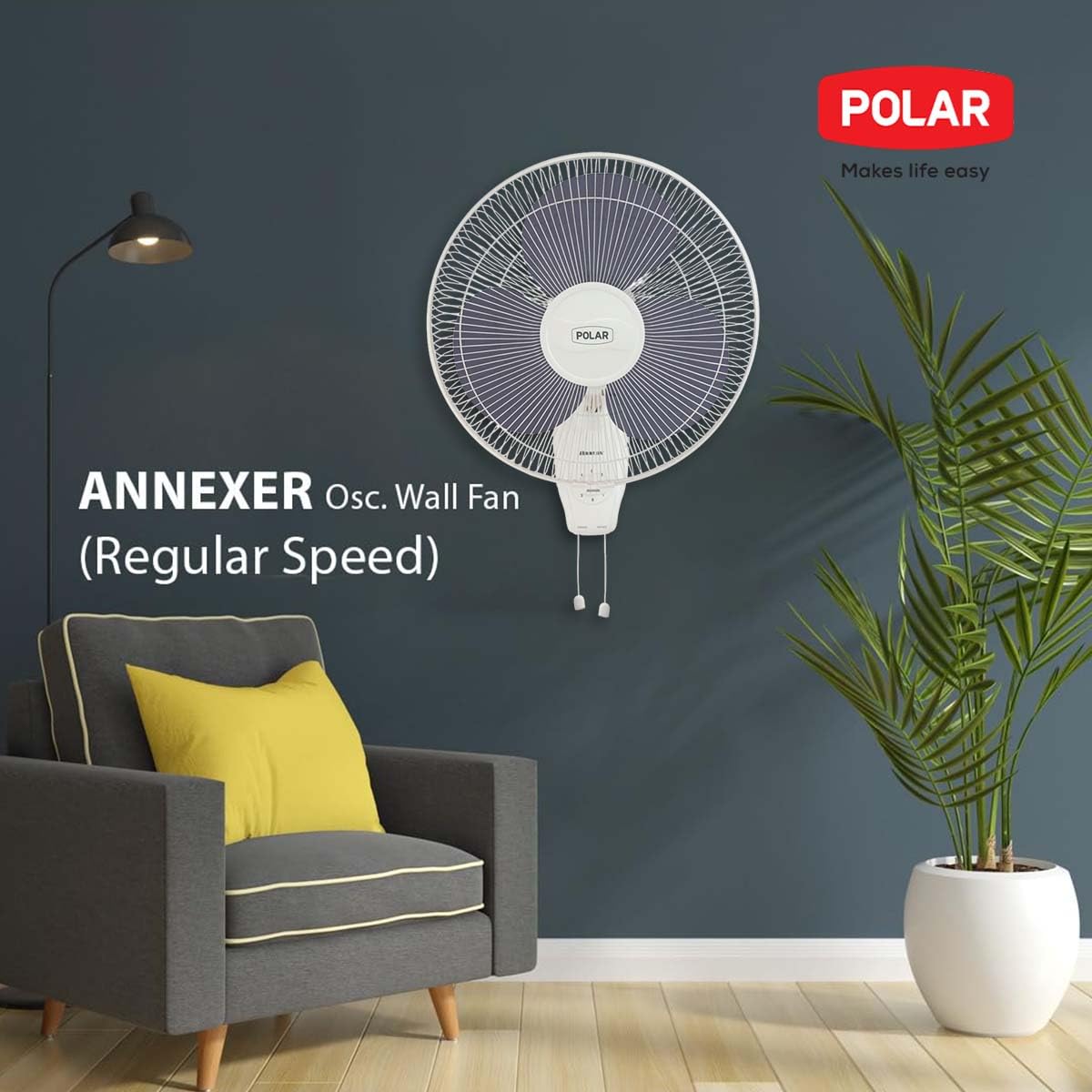 Polar Annexer MB 400mm Wall Fan – 3-Speed, 100% Copper Motor, Oscillating