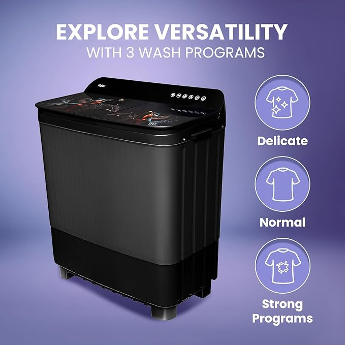 Haier 9 Kg Semi Automatic Washing Machine With Toughened Glass HTW90-178FL
