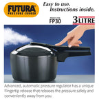 Hawkins Futura 3L Pressure Cooker – Hard Anodised Aluminium, FP30, For 3–4 Persons