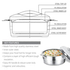 Milton Empress 2000 Stainless Steel Casserole – 1900 ml, Double-Walled Insulated Hot Pot