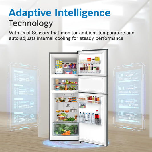 Bosch CMC33K03NI 303L Triple Door Refrigerator – Convertible, Inverter, Silver