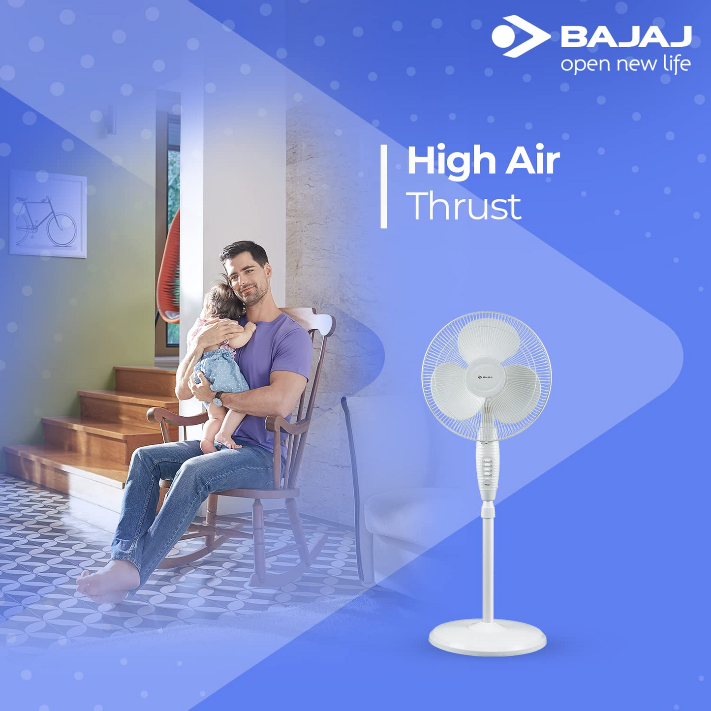 Bajaj Esteem 400MM Pedestal Fan with Copper Motor, Oscillation & High Air Delivery