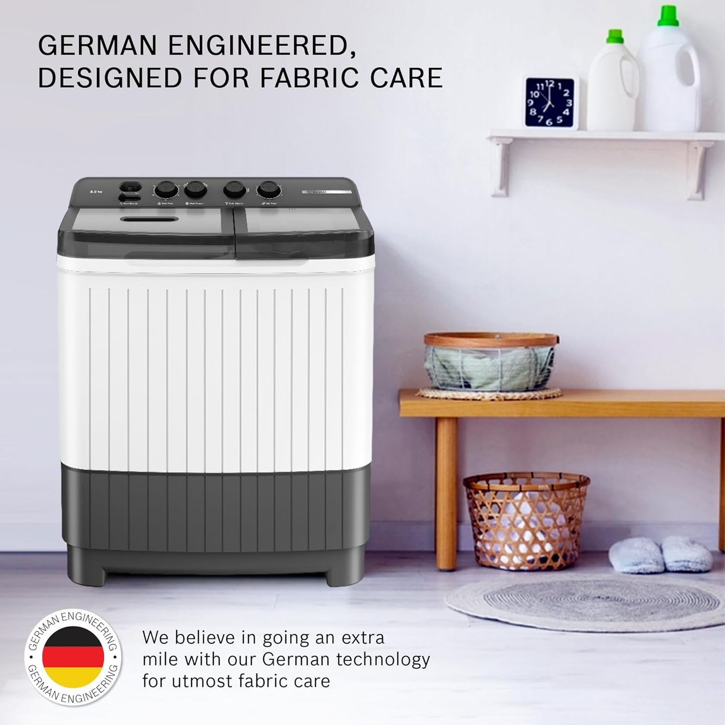 Bosch WJZ751W0IN | 7.5 kg 5‑Star Semi‑Automatic Top Load Washing Machine