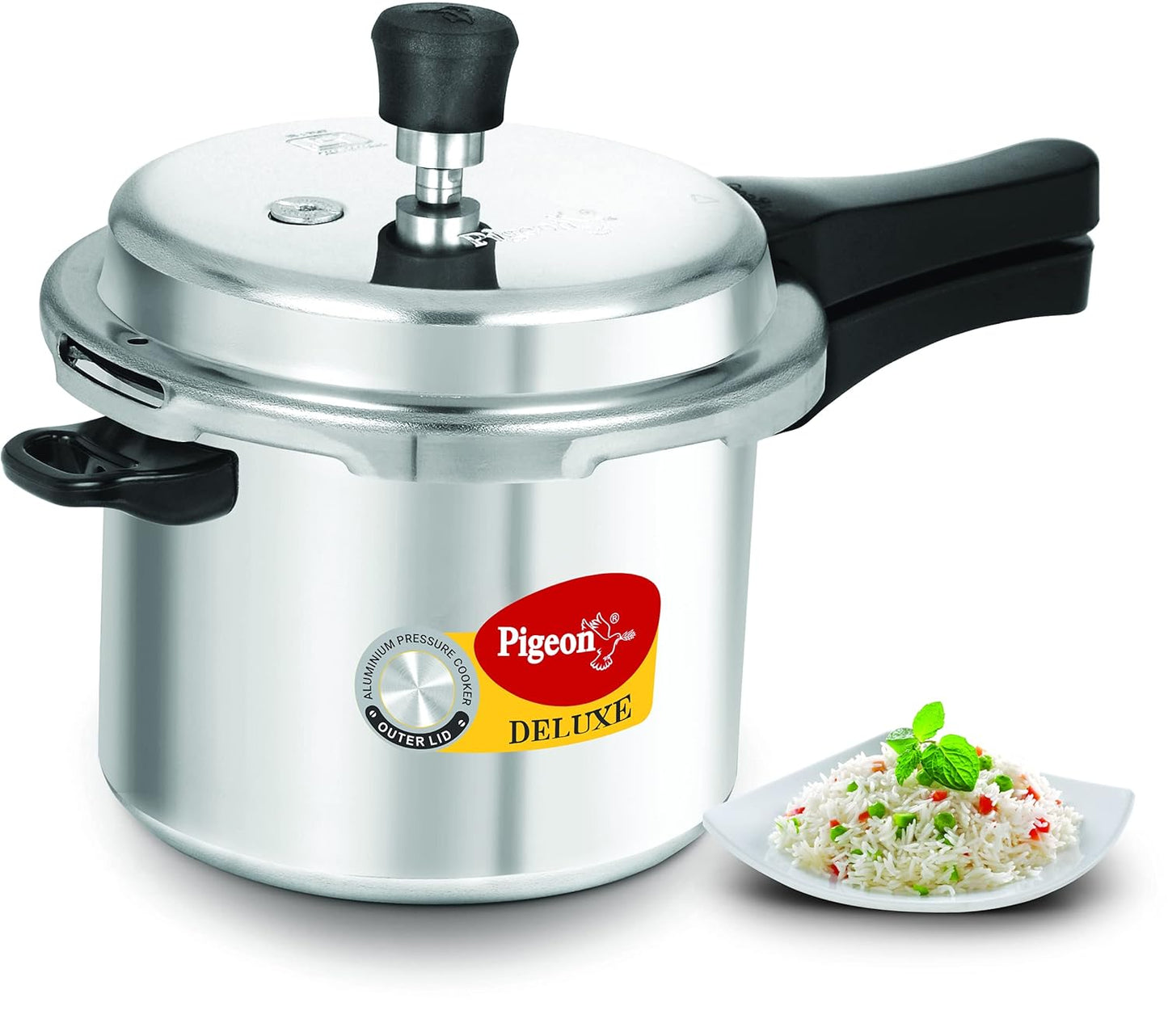 Pigeon Deluxe 3L Aluminium Pressure Cooker – Outer Lid, Gas Compatible, ISI Certified