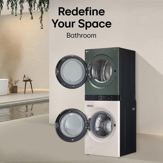 LG FWT1310BG 13kg/10kg AI Direct Drive™ WashTower™ with TurboWash™ 360°, Steam+, and SmartThinQ® (Black Steel)
