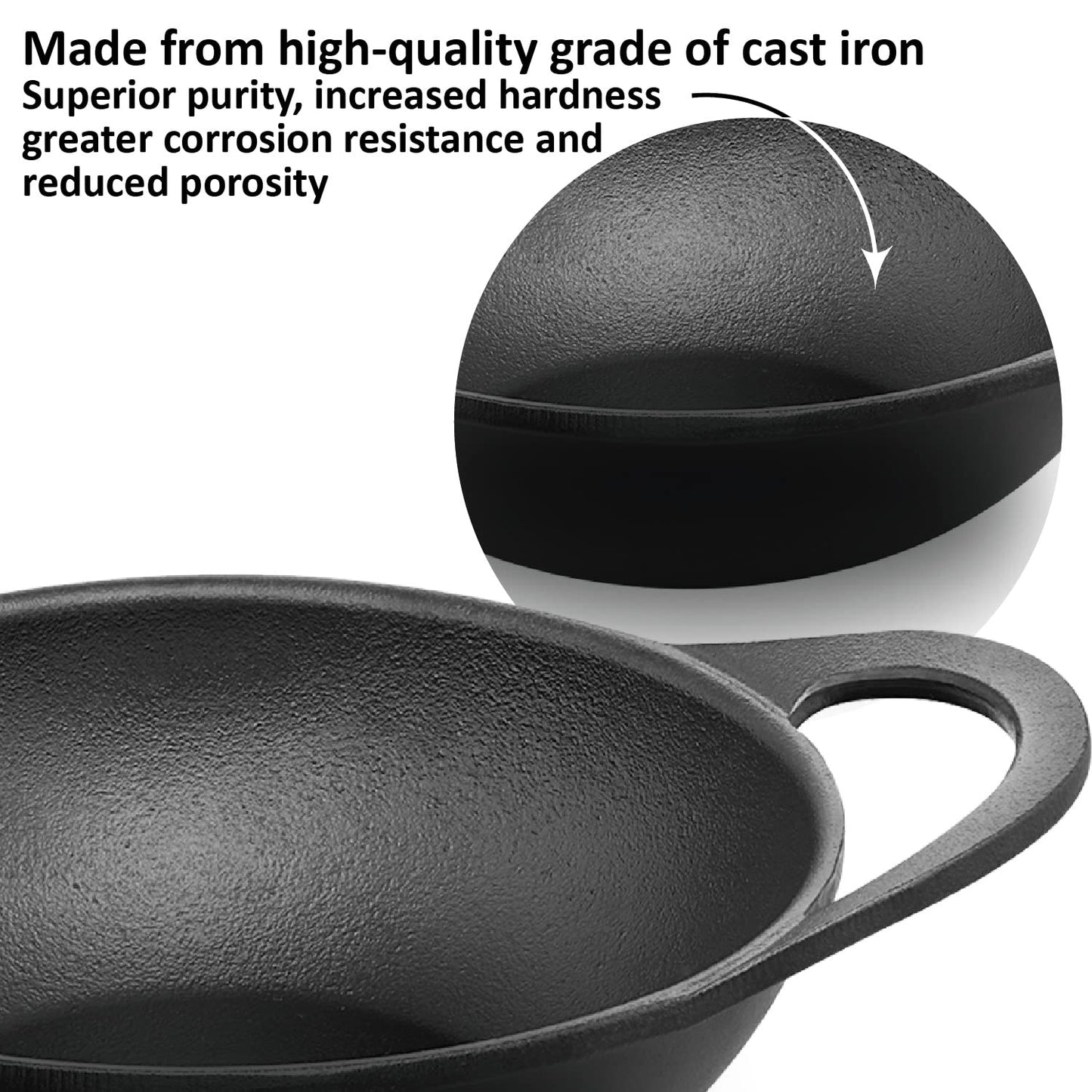 Hawkins Futura Cast Iron Kadhai with Glass Lid (2 L)