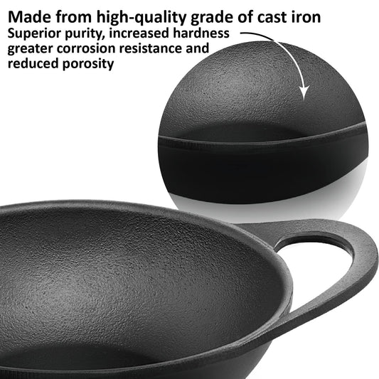Hawkins Futura Cast Iron Kadhai with Glass Lid (2 L)