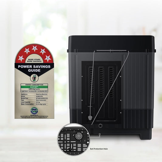 Samsung 9 Kg 5 Star Semi-Automatic Top Load Washing Machine Appliance (WT90B3560RB/TL,DARK GRAY)