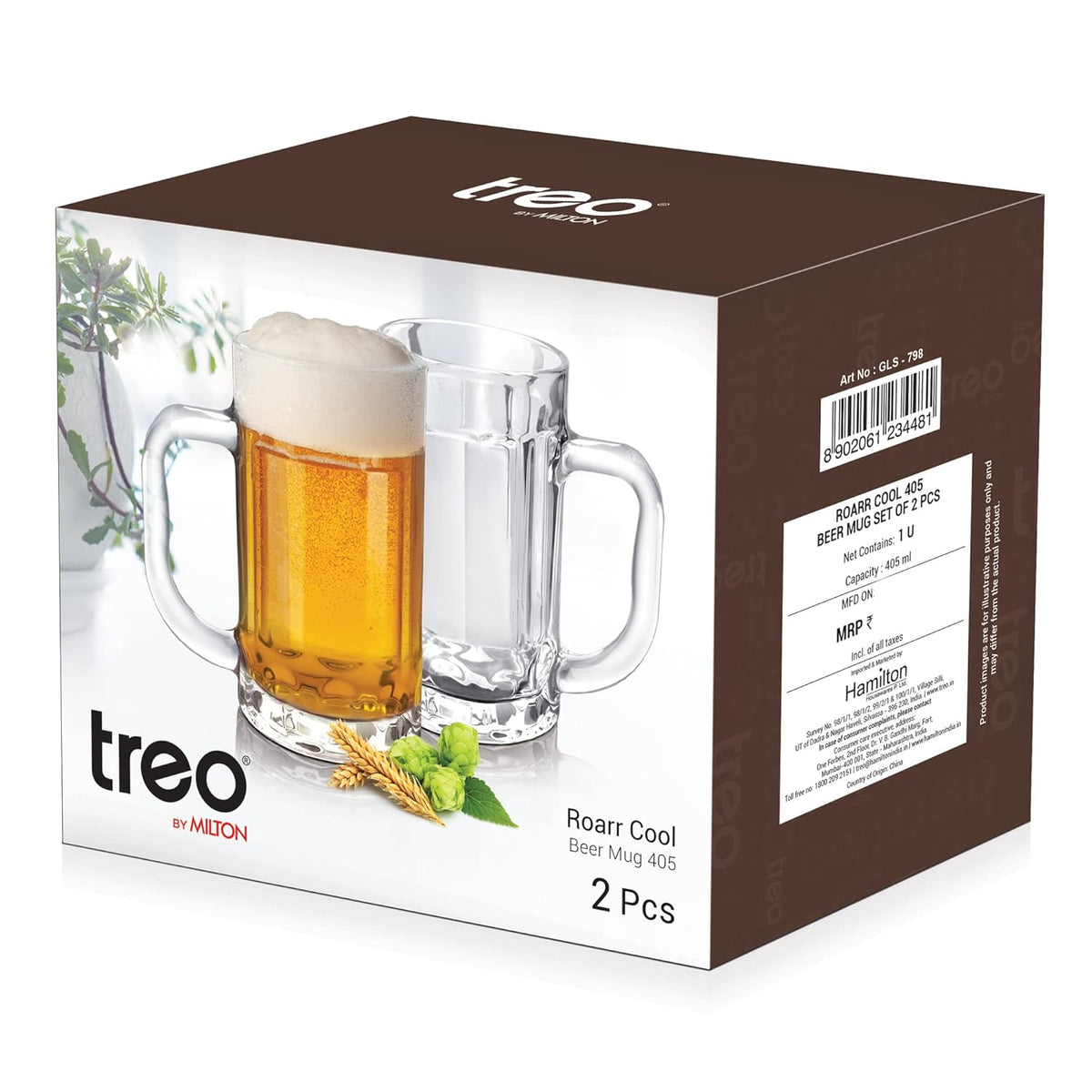 Treo Roarr Cool Beer Mug Set – 405 ml (Set of 2)