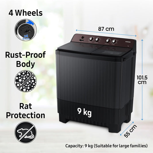 Samsung 9 Kg 5 Star Semi-Automatic Top Load Washing Machine Appliance (WT90B3560RB/TL,DARK GRAY)