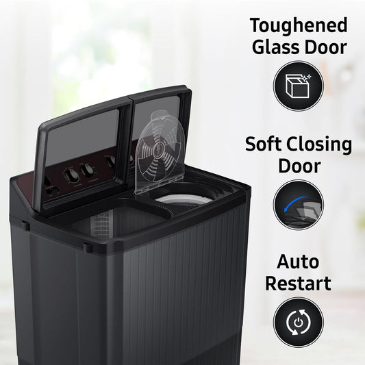 Samsung 9 Kg 5 Star Semi-Automatic Top Load Washing Machine Appliance (WT90B3560RB/TL,DARK GRAY)