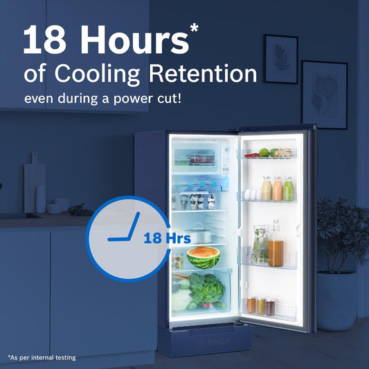 187 L 3 Star Capacity Single Door, Direct Cool Refrigerator with MultiBox, Cool Bottle Zone, XL Dry Storage (CST18B33PI, Pedestal, Blue Feather)