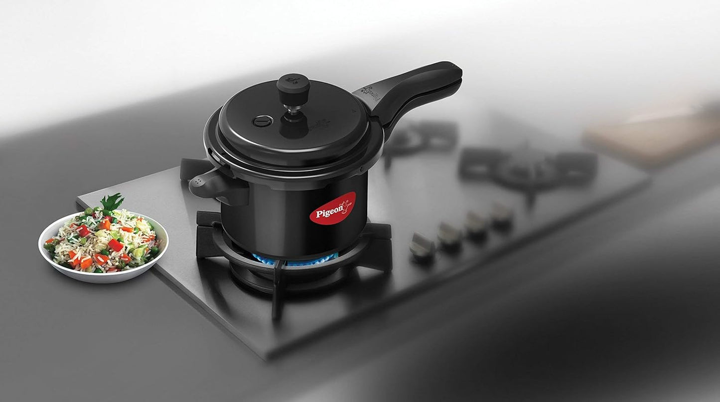 Pigeon Titanium 3L Hard Anodized Pressure Cooker – Inner Lid, Induction & Gas Compatible