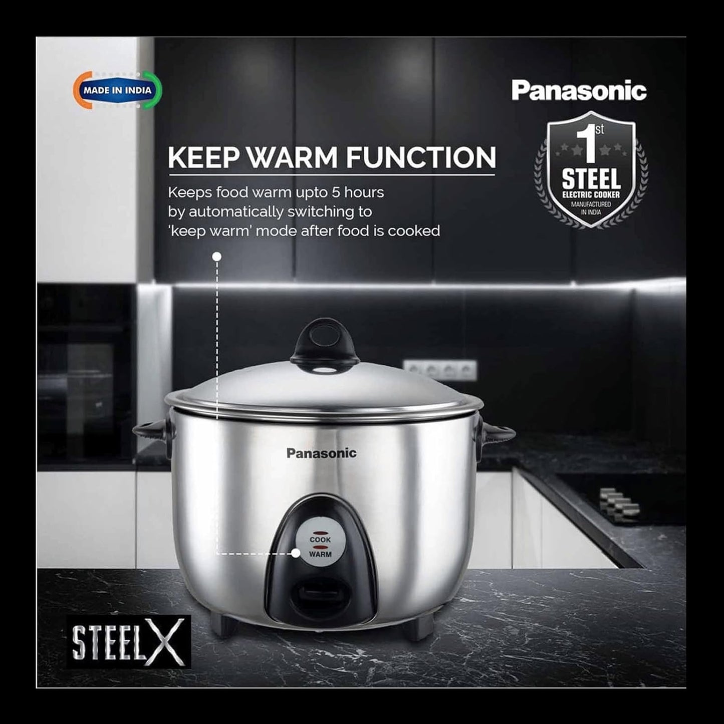 Panasonic SR-G18(SUS) Electric Rice Cooker – 1.8L, Stainless Steel