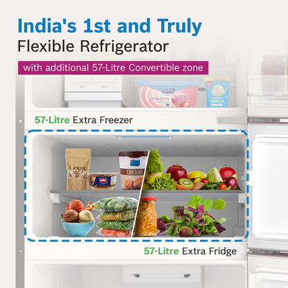 Bosch CMC33K03NI 303L Triple Door Refrigerator – Convertible, Inverter, Silver