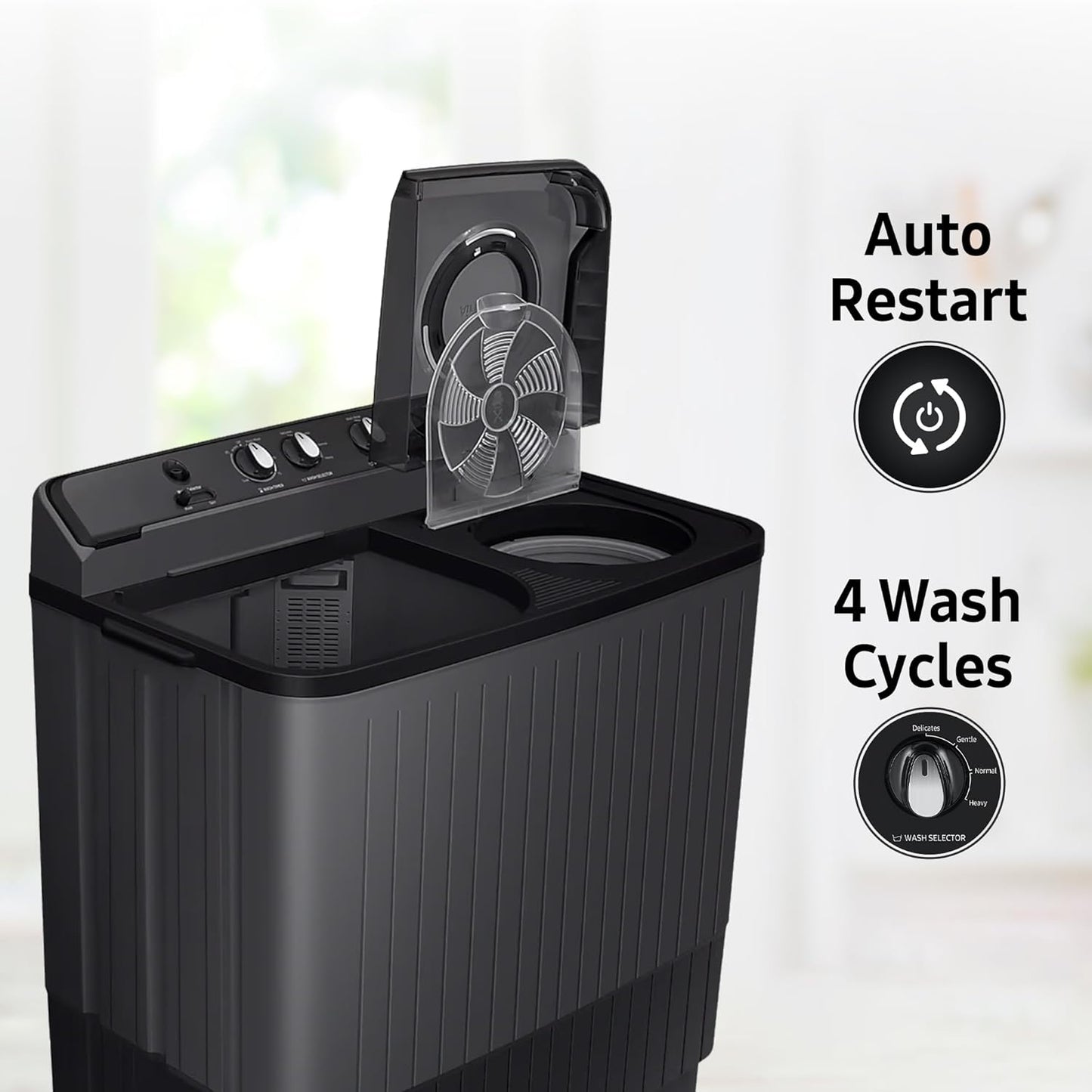 Samsung 11.5 Kg Semi-Automatic Top Load Washing Machine Appliance (WT11A4260GD/TL,Dark Gray)