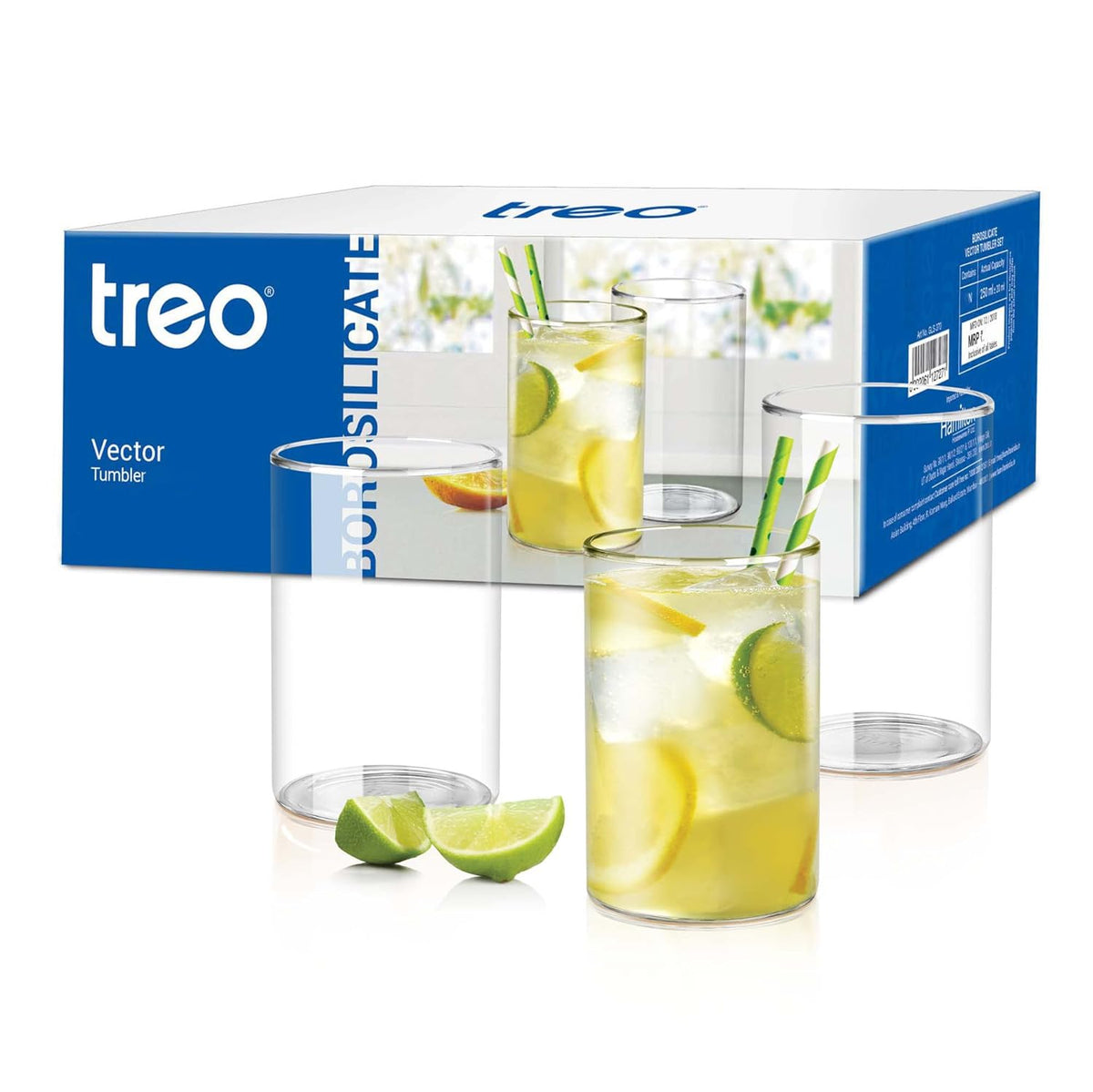 Treo Borosilicate Vector Tumbler Set – 300 ml (Set of 2)