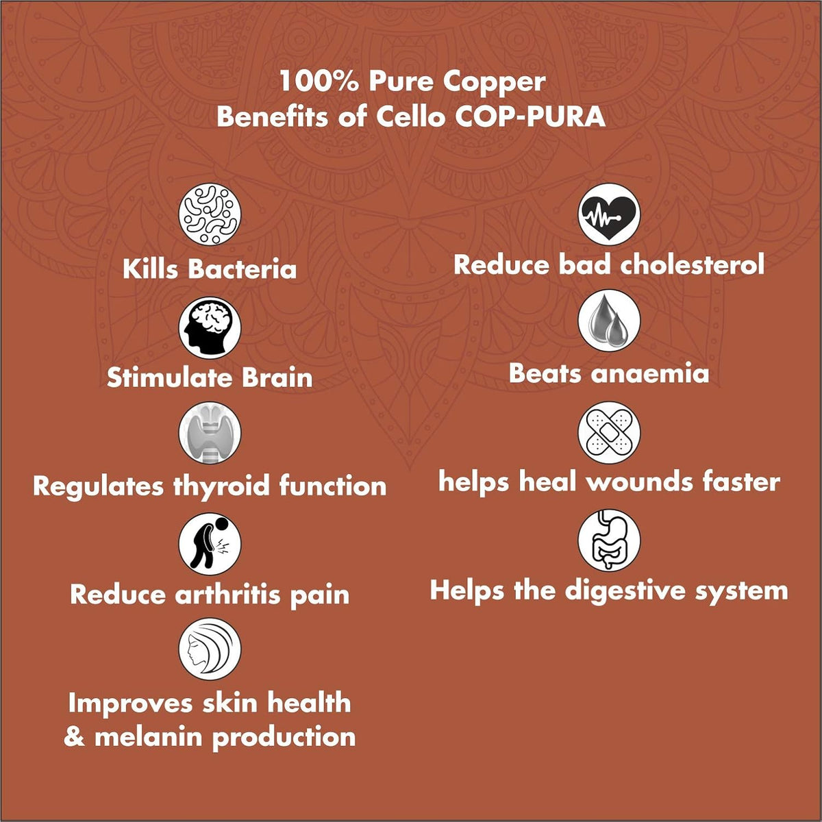 Cello Co-Pura Kalash Matka Copper Water Dispenser – 5L