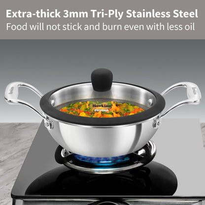 Hawkins PSNK15G Triply Shielded Nonstick Kadhai (1.5 L)