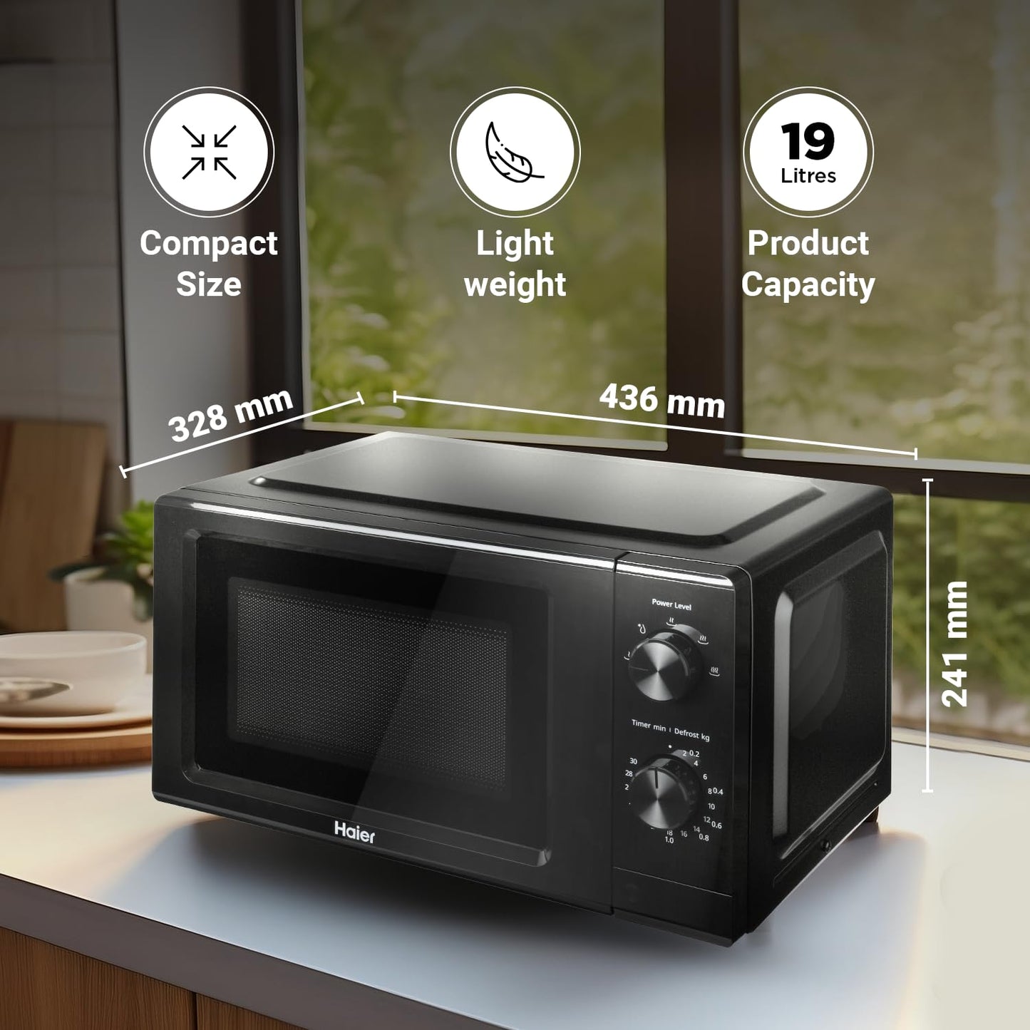 Haier Solo Microwave Oven – 19 Litres (Model: HIL1901MBPB)