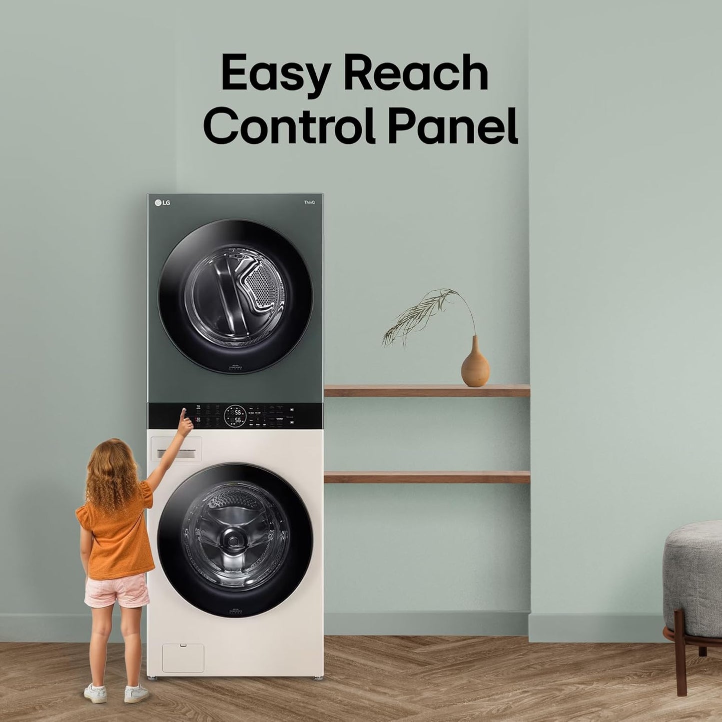 LG FWT1310BG 13kg/10kg AI Direct Drive™ WashTower™ with TurboWash™ 360°, Steam+, and SmartThinQ® (Black Steel)