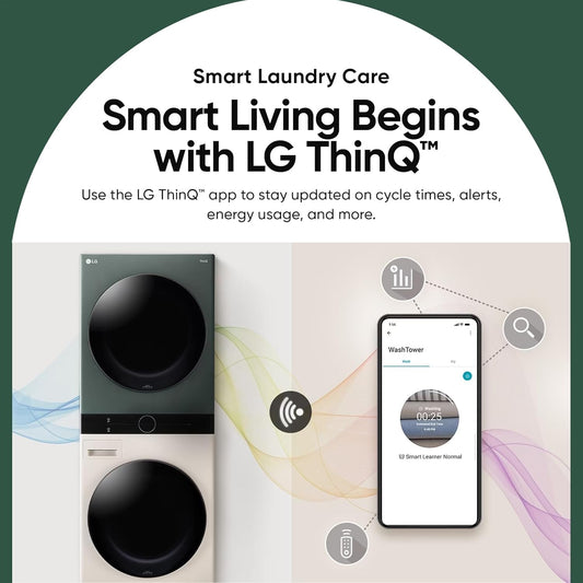 LG FWT1310BG 13kg/10kg AI Direct Drive™ WashTower™ with TurboWash™ 360°, Steam+, and SmartThinQ® (Black Steel)