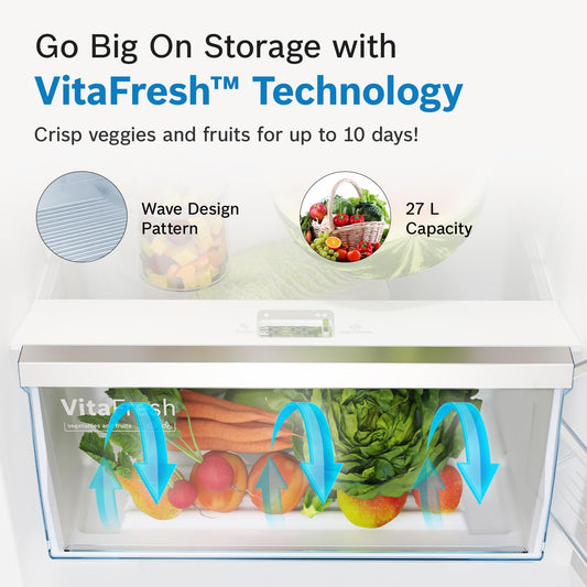 Bosch CMC33K03NI 303L Triple Door Refrigerator – Convertible, Inverter, Silver