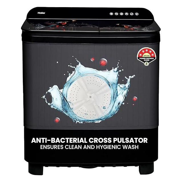 Haier 9 Kg Semi Automatic Washing Machine With Toughened Glass HTW90-178FL