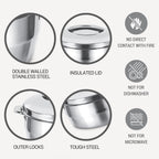 Milton Empress 2000 Stainless Steel Casserole – 1900 ml, Double-Walled Insulated Hot Pot