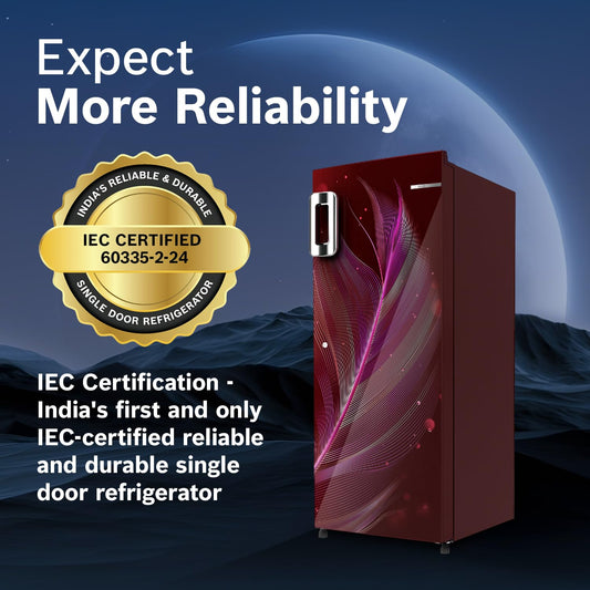 Bosch 207 L,3 Star, Single Door, Direct Cool Refrigerator with Chrome handle, Multi box and cool bottle zone (CST20W33NI, Feather Wine)