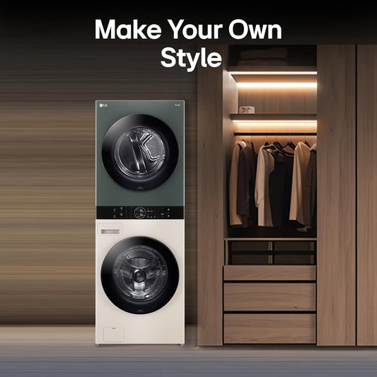 LG FWT1310BG 13kg/10kg AI Direct Drive™ WashTower™ with TurboWash™ 360°, Steam+, and SmartThinQ® (Black Steel)