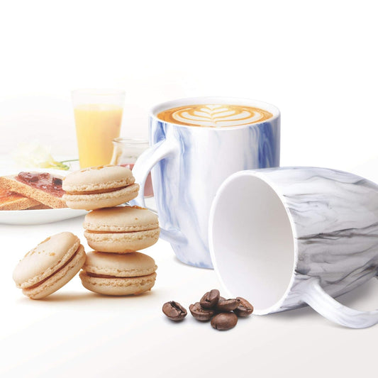 Treo Marble Ceramic Mug Set – 240 ml (Set of 2)