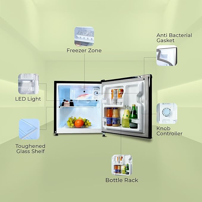 Haier HRD-752KSA 50L 2 Star Direct Cool Mini Bar Refrigerator - Black Steel