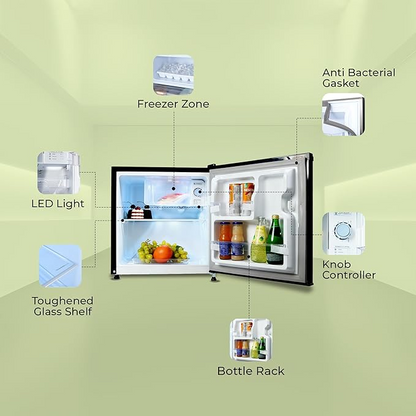 Haier HRD-752KSA 50L 2 Star Direct Cool Mini Bar Refrigerator - Black Steel